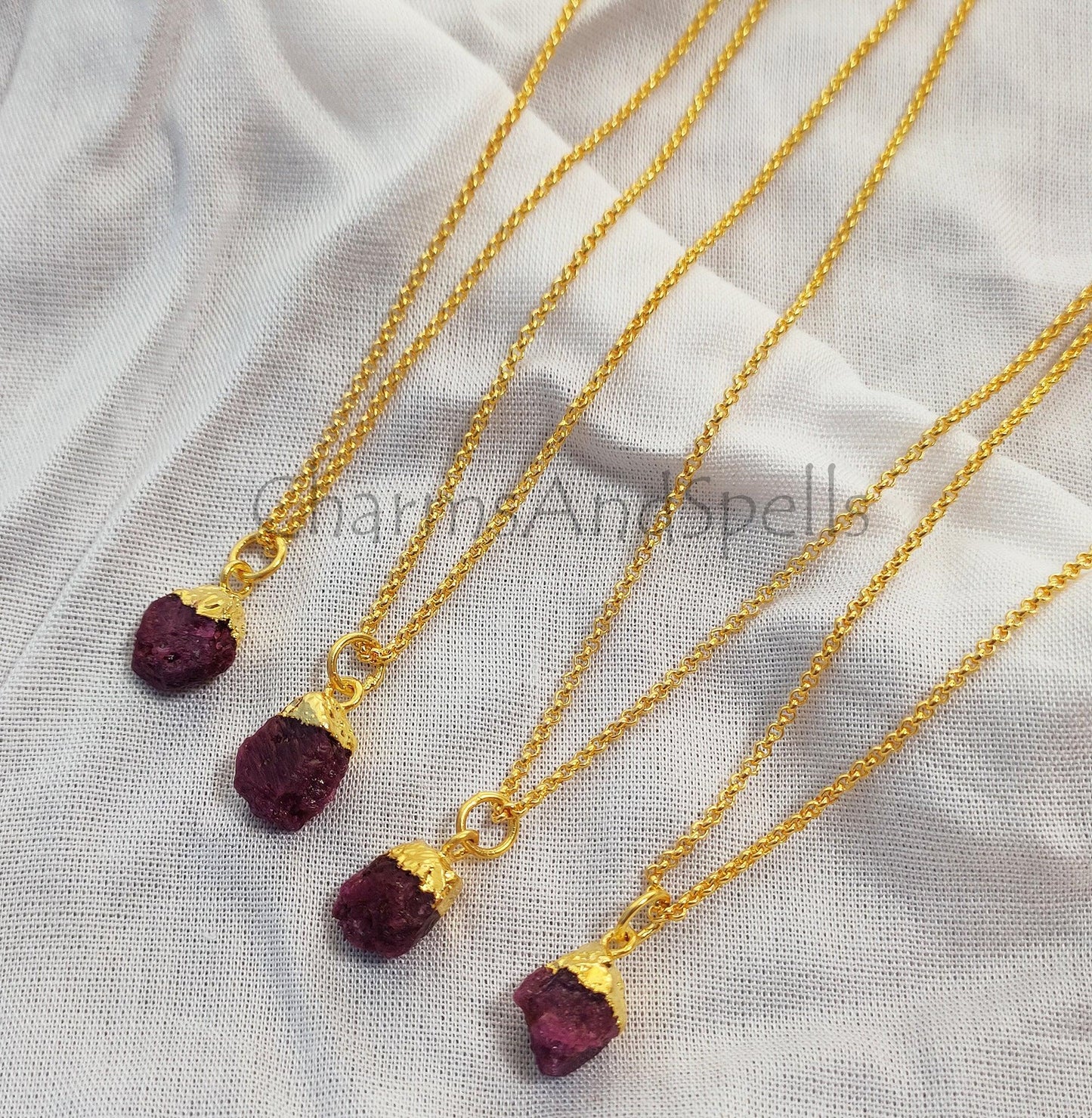 Raw Ruby Necklace, July Birthstone Necklace, Ruby Gemstone Jewelry, Layering Necklace, Boho Necklace, Healing Crystals, - Charms And Spells