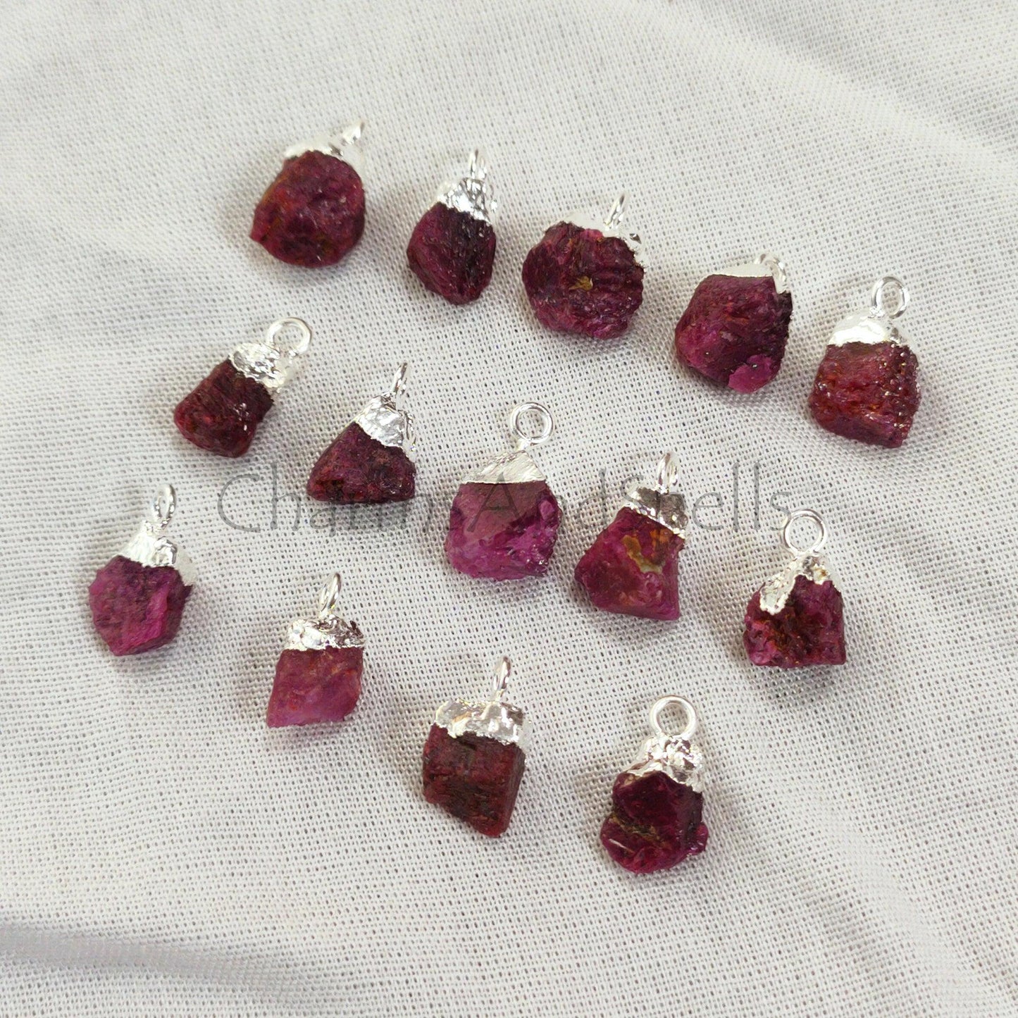 Natural Ruby Gemstone Connector, Raw Gemstone Connector, July Birthstone, Electroplated Charms, Finding Jewelry, - Charms And Spells