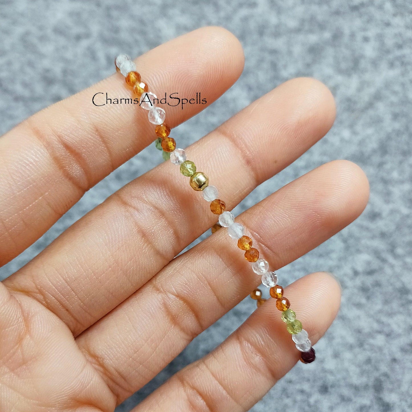 Multistone Bracelet, Stretchable bracelet, Aquamarine Stretch Bracelet, Multicolor Bracelet, Clear Quartz, Citrine, Peridot, Garnet Bracelet - Charms And Spells