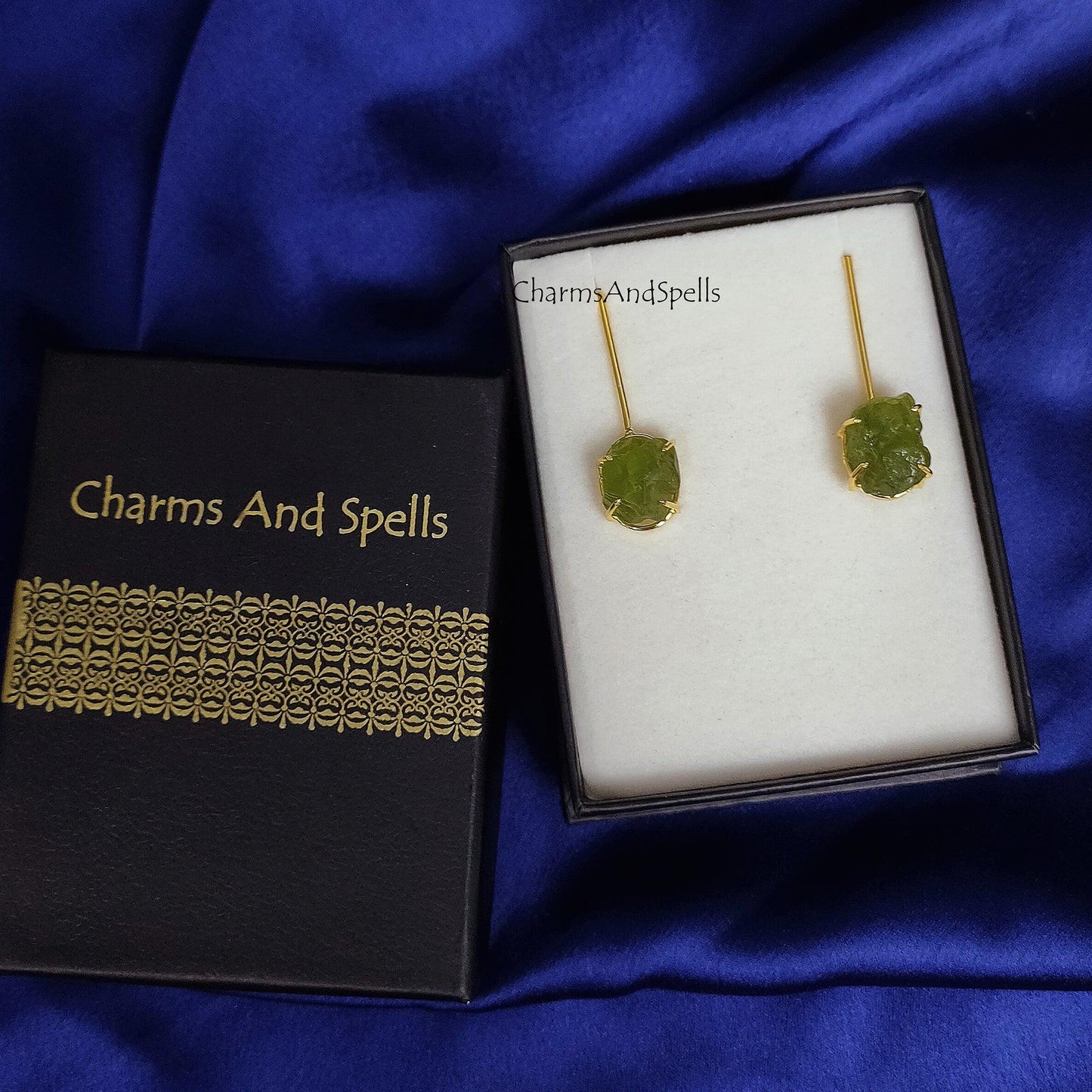 Raw Stone Earrings, Birthstone Earrings, Raw Crystal Earrings, Raw Peridot Earrings, August Birthstone, Peridot Earrings, Dainty peridot - Charms And Spells