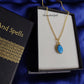 Blue Turquoise Evil Eye Necklace, Dainty Necklace, Evil Eye Carving Necklace, Carving Minimal Jewelry, Gemstone Pendant, Christmas Day Gift - Charms And Spells