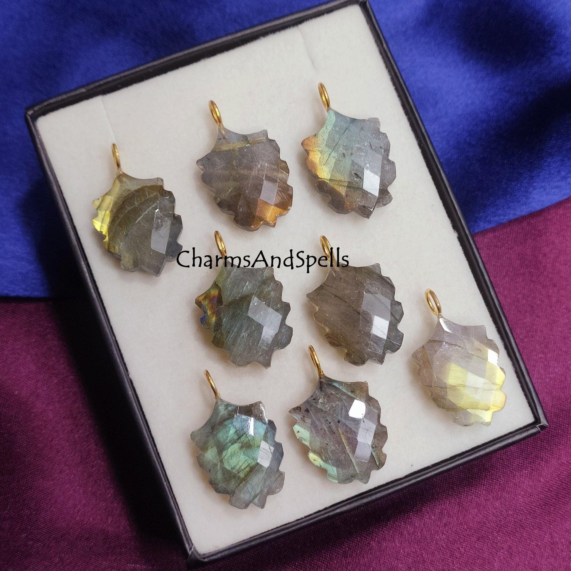 Natural Labradorite Gemstone Pendant Necklace, Leaf Design Pendant, Handmade Pendant Necklace, Leaf Jewelry, Nature Lover Gift,Birthday Gift - Charms And Spells