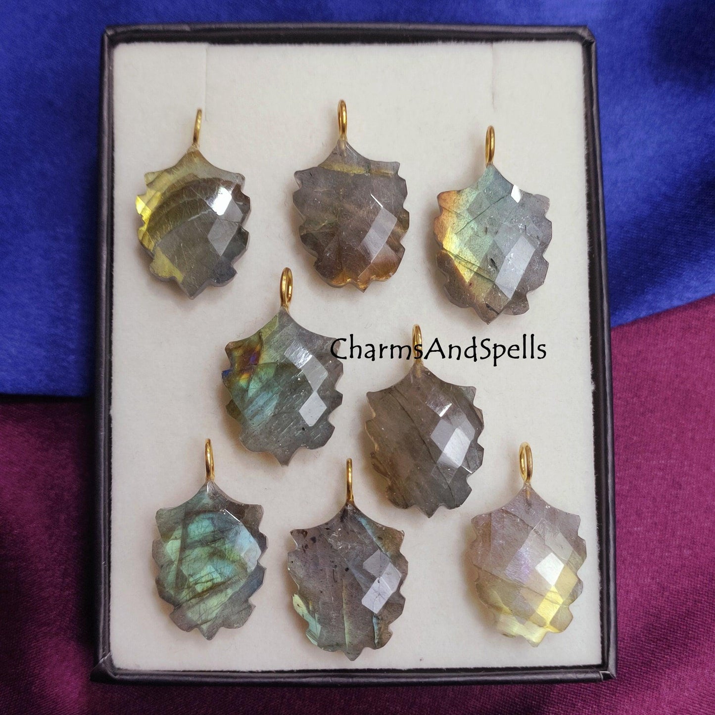 Natural Labradorite Gemstone Pendant Necklace, Leaf Design Pendant, Handmade Pendant Necklace, Leaf Jewelry, Nature Lover Gift,Birthday Gift - Charms And Spells