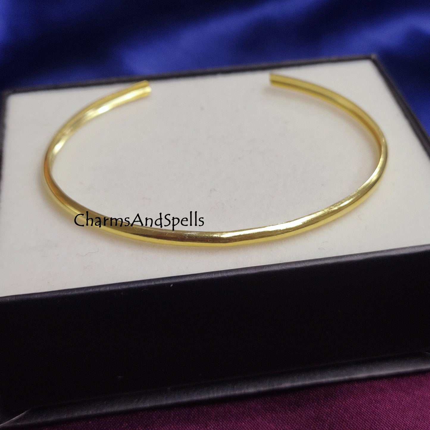 Open Cuff Bracelet Bangle, Plain Gold Plated Bracelet, Open Bangle Bracelet, Adjustable Bangle, Bangle for Women, Open Cuff Bracelet - Charms And Spells