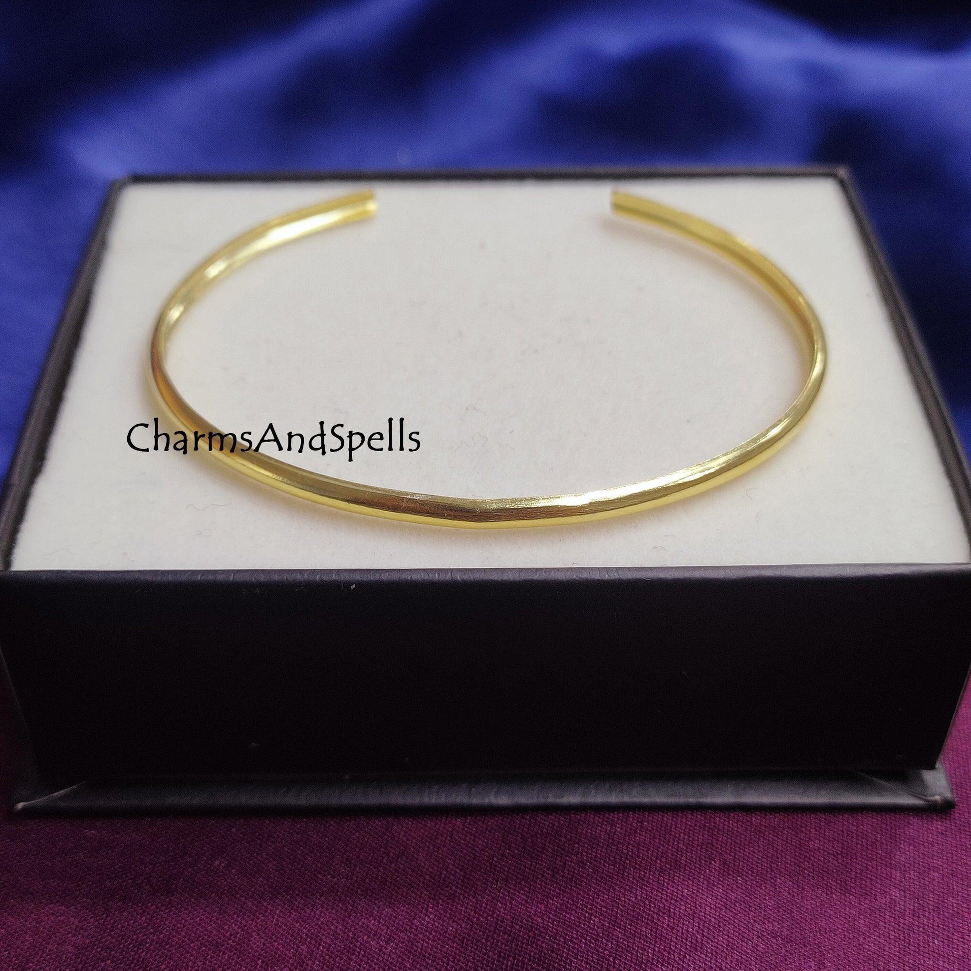 Open Cuff Bracelet Bangle, Plain Gold Plated Bracelet, Open Bangle Bracelet, Adjustable Bangle, Bangle for Women, Open Cuff Bracelet - Charms And Spells