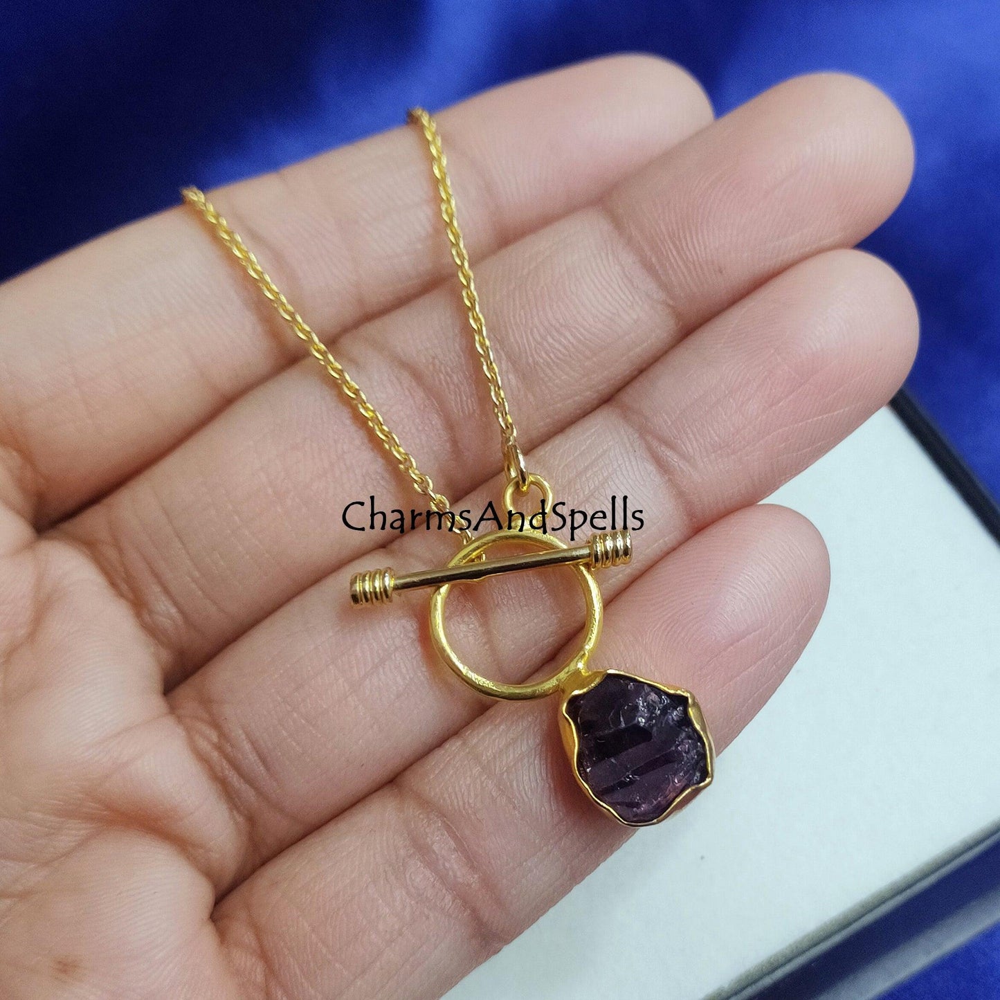 January Birthstone Raw Garnet Necklace, Uncut Rough Garnet Gemstone Jewelry, Necklace for Mom Gift, Rough Cut Jewelry, Crystal Necklace - Charms And Spells