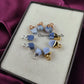 Raw Blue Opal Crystal Connector | Calm & Communication Stone Charm Pendant