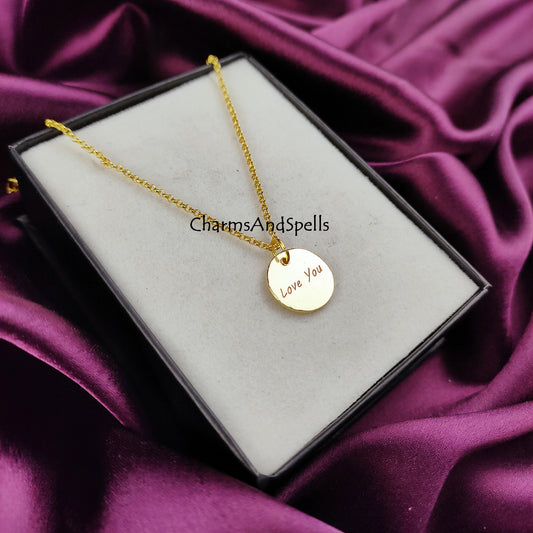 Personalized Engraved Necklace, Gift For Daughter, Coin Necklace, love Necklace, Layering Jewelry Engraving Jewelry, Gift For Girlfriend