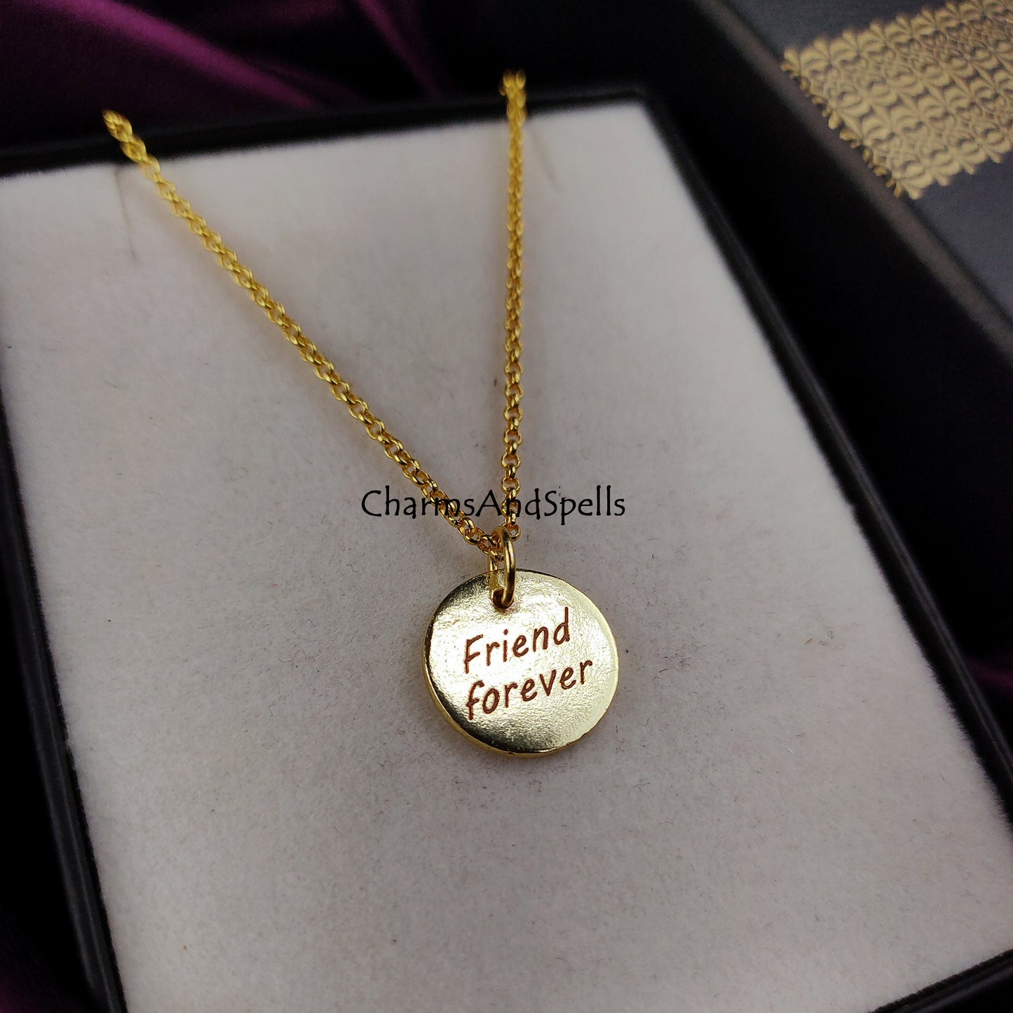 Personalized Engraved Necklace, Engraved Friend Forever Charms, Layering Jewelry, Coin Pendant, Handmade Jewelry, Gift For Friend, Gift