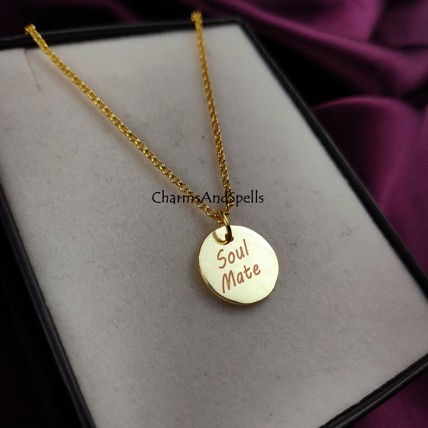 Personalized Necklace, Laser Engraved Soul Mate Necklace, Layering Jewelry, Unique Necklace, Wadding & Anniversary Gift, Soul Mate Gift