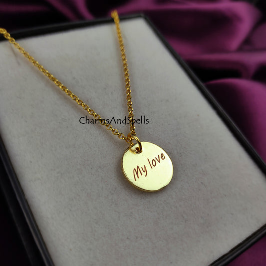 Personalized Engraved Necklace, Layering Jewelry, Engraved My Love Necklace, Gift For Your Soul Mate, Laser Engraved Jewelry, Gift For Her