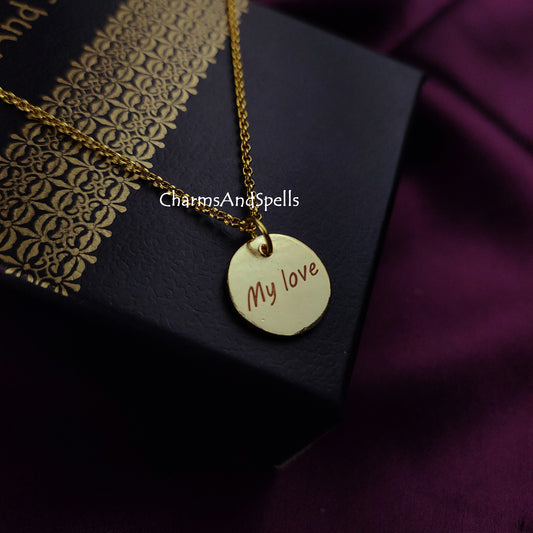 Personalized Engraved Necklace, Layering Jewelry, Engraved My Love Necklace, Gift For Your Soul Mate, Laser Engraved Jewelry, Gift For Her