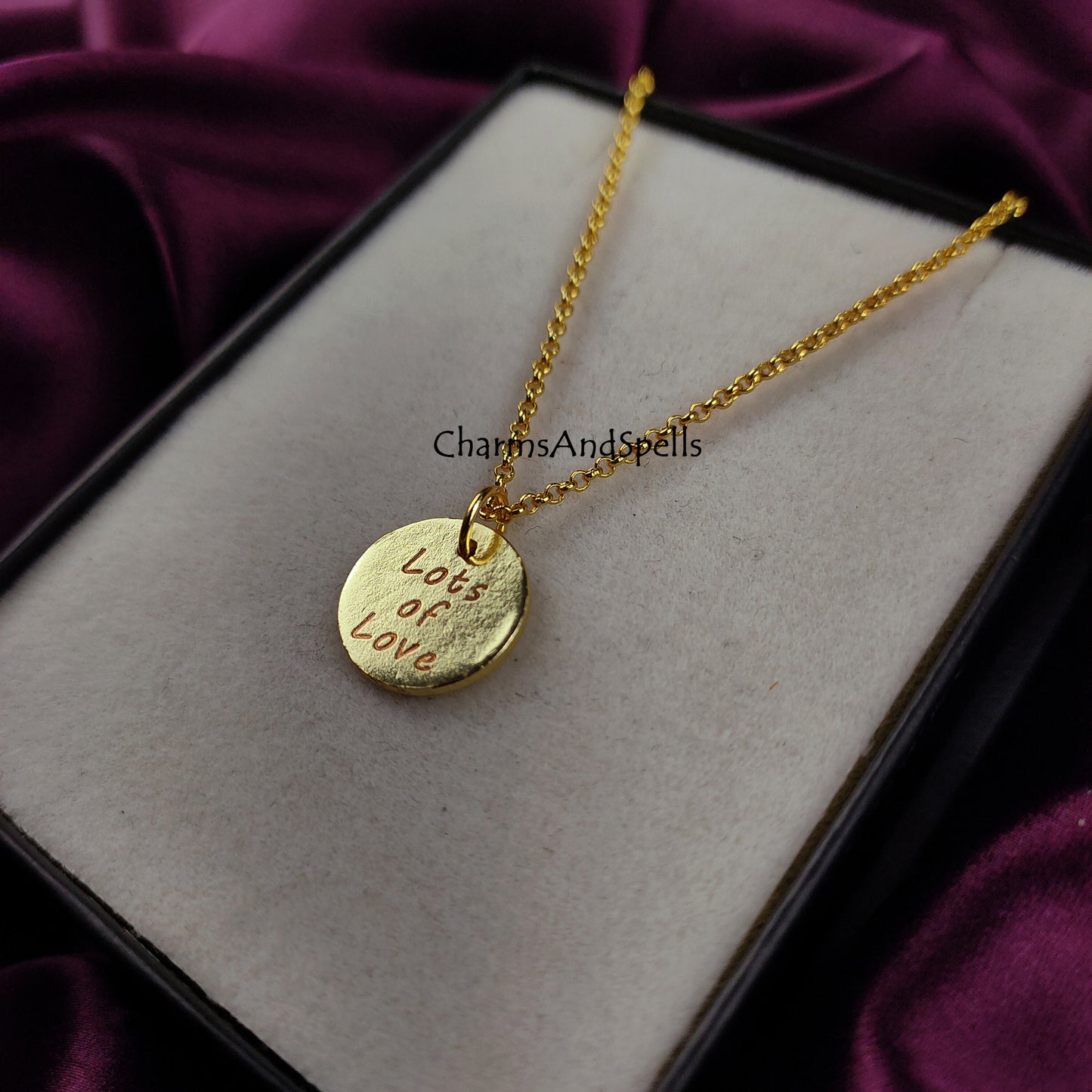 Personalized Engraved Lots Of Love Necklace, Layering Jewelry, Coin Charm Necklace, Necklace For Friend, Gift For Mother, Gift For Her