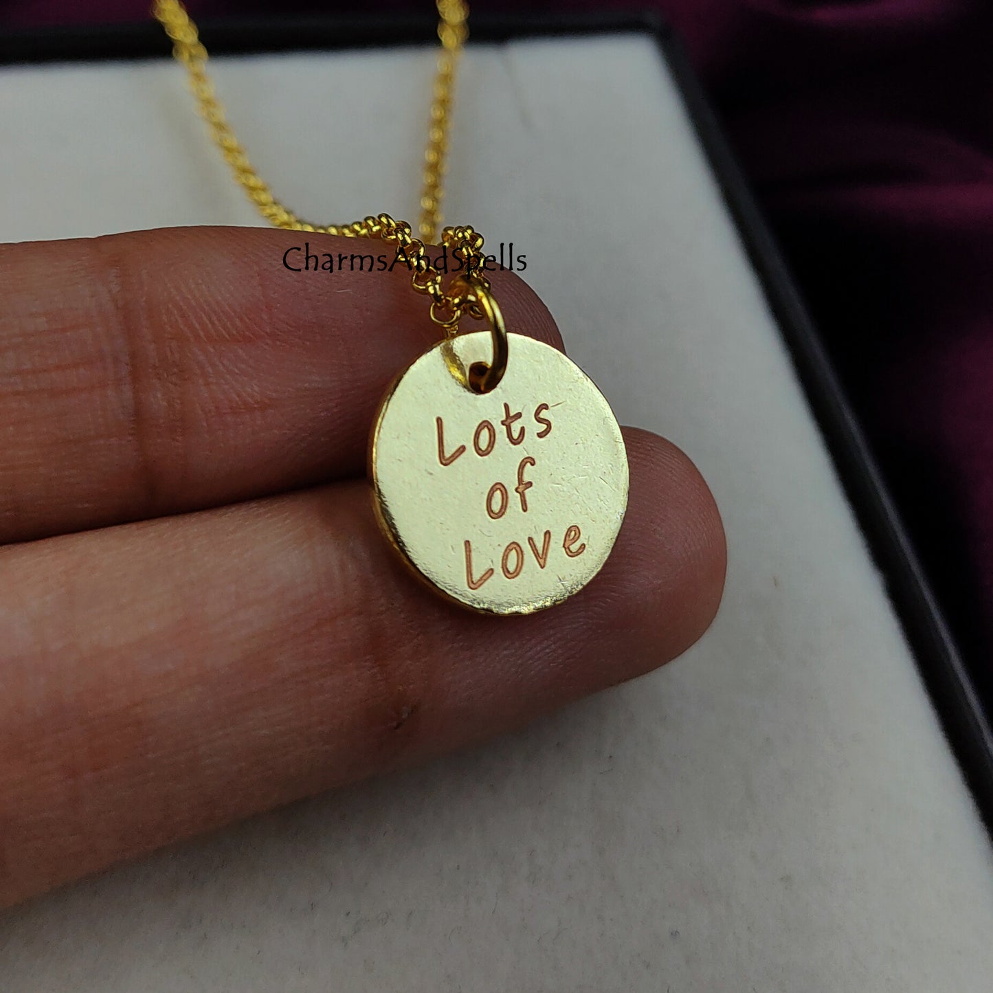 Personalized Engraved Lots Of Love Necklace, Layering Jewelry, Coin Charm Necklace, Necklace For Friend, Gift For Mother, Gift For Her