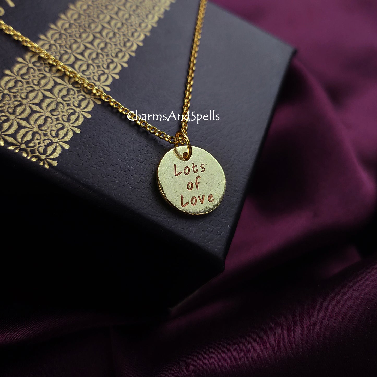 Personalized Engraved Lots Of Love Necklace, Layering Jewelry, Coin Charm Necklace, Necklace For Friend, Gift For Mother, Gift For Her