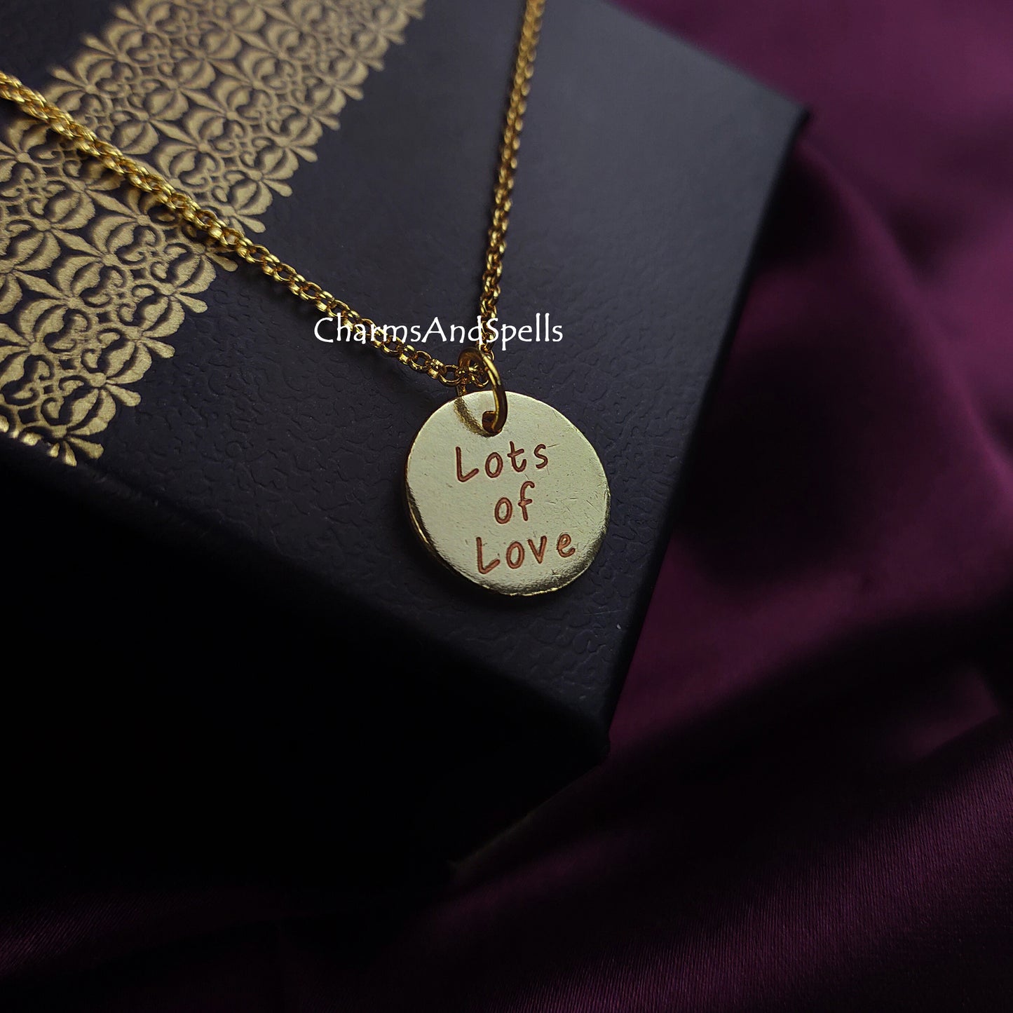 Personalized Engraved Lots Of Love Necklace, Layering Jewelry, Coin Charm Necklace, Necklace For Friend, Gift For Mother, Gift For Her