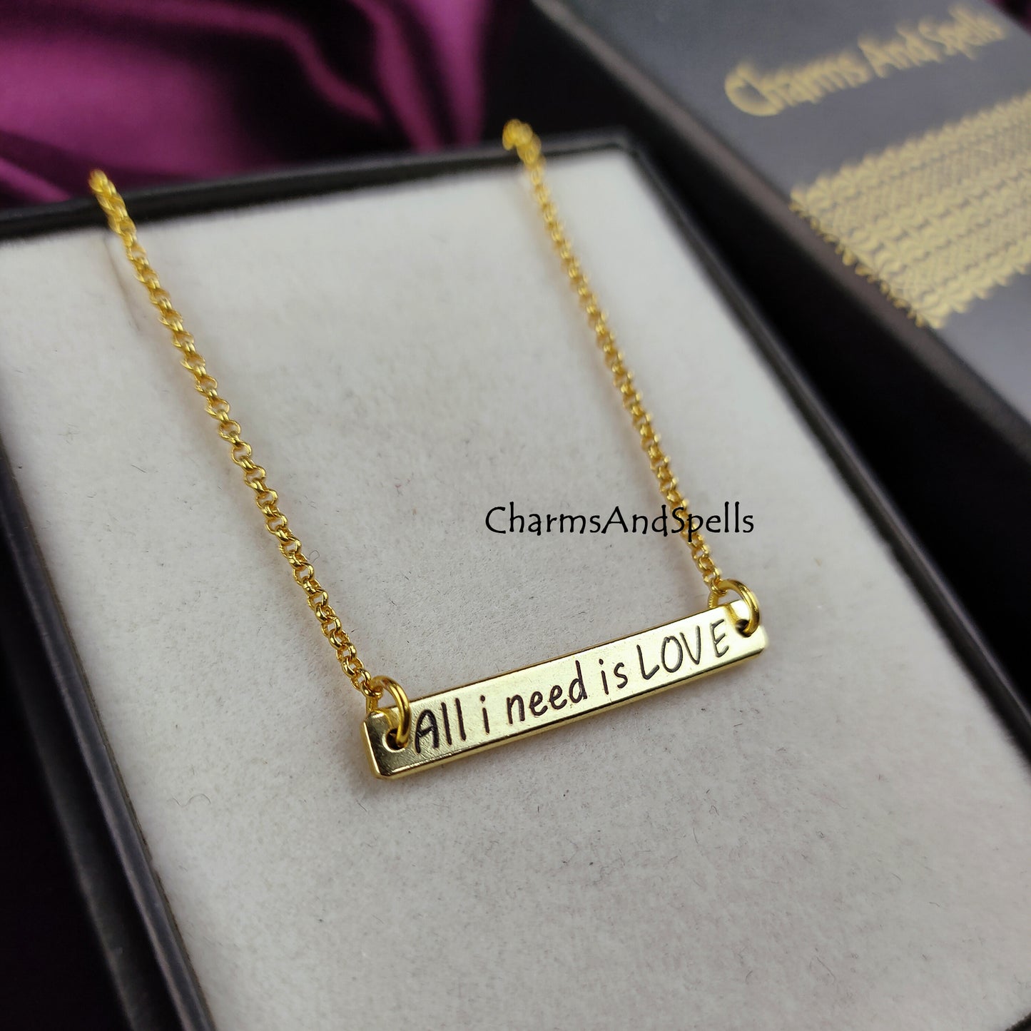 Personalized Jewelry, Engraved All I Need Is Love Necklace, Necklaces for Mother, Unique Jewelry, Laser Engraved Jewelry, Minimalist Gift