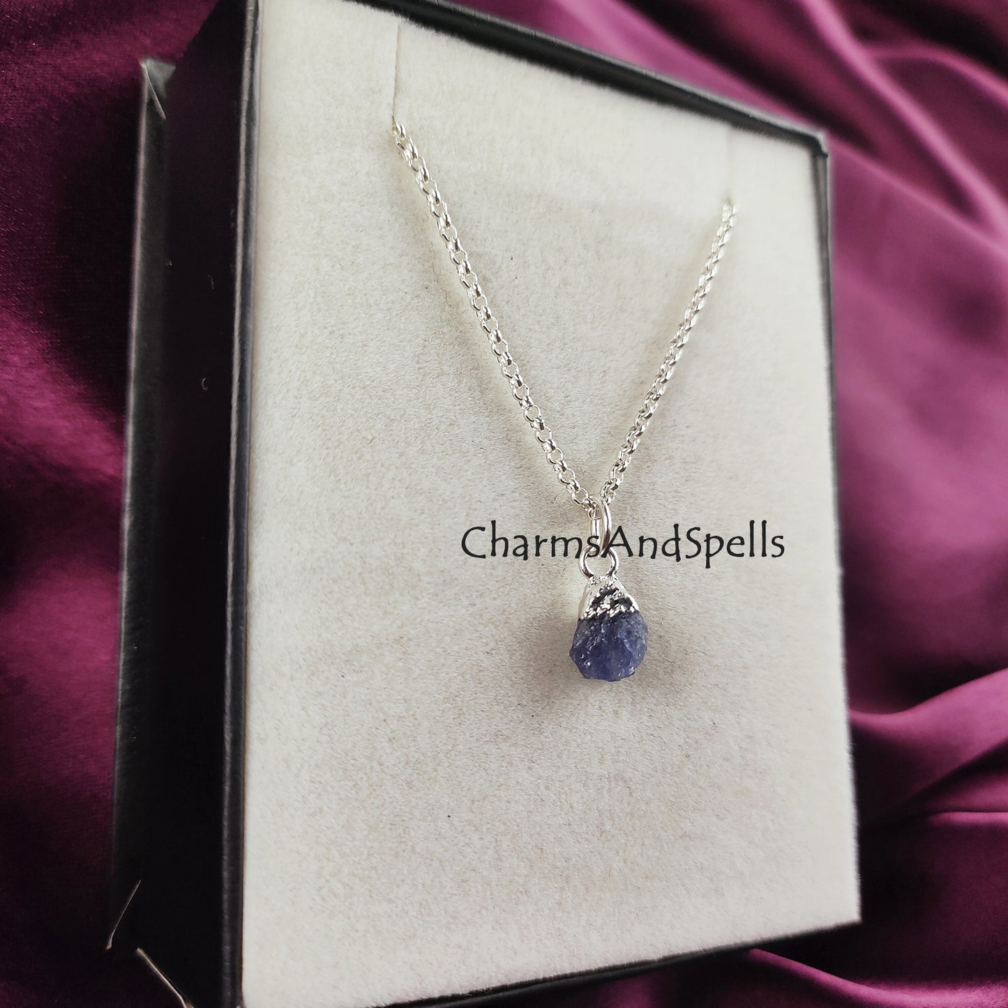 Natural Raw Tanzanite Necklace, Raw Gemstone Necklace, Throat Chakra Necklace, Raw Crystal Necklace, Women December Birthstone Necklace,Gift