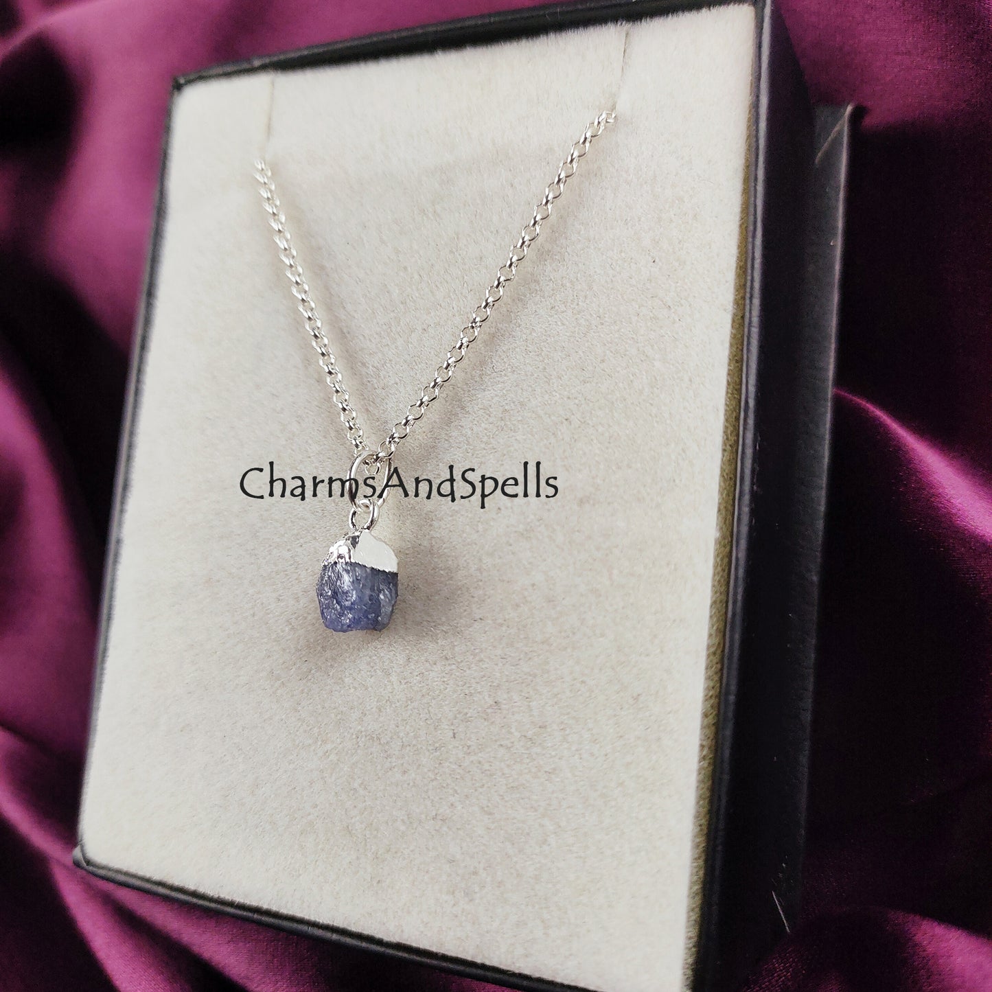 Natural Raw Tanzanite Necklace, Raw Gemstone Necklace, Throat Chakra Necklace, Raw Crystal Necklace, Women December Birthstone Necklace,Gift