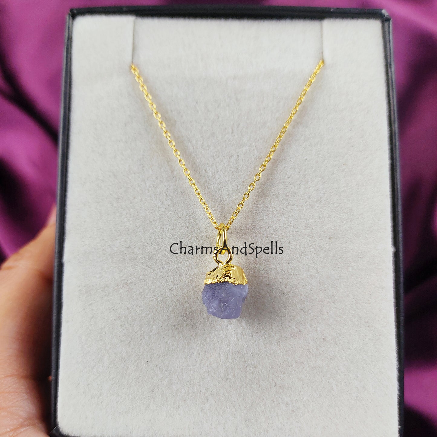 Natural Raw Tanzanite Necklace, December Birthstone Jewelry, Rough Tanzanite Necklace, Healing Crystal Necklace, Heart Chakra Necklace, Gift