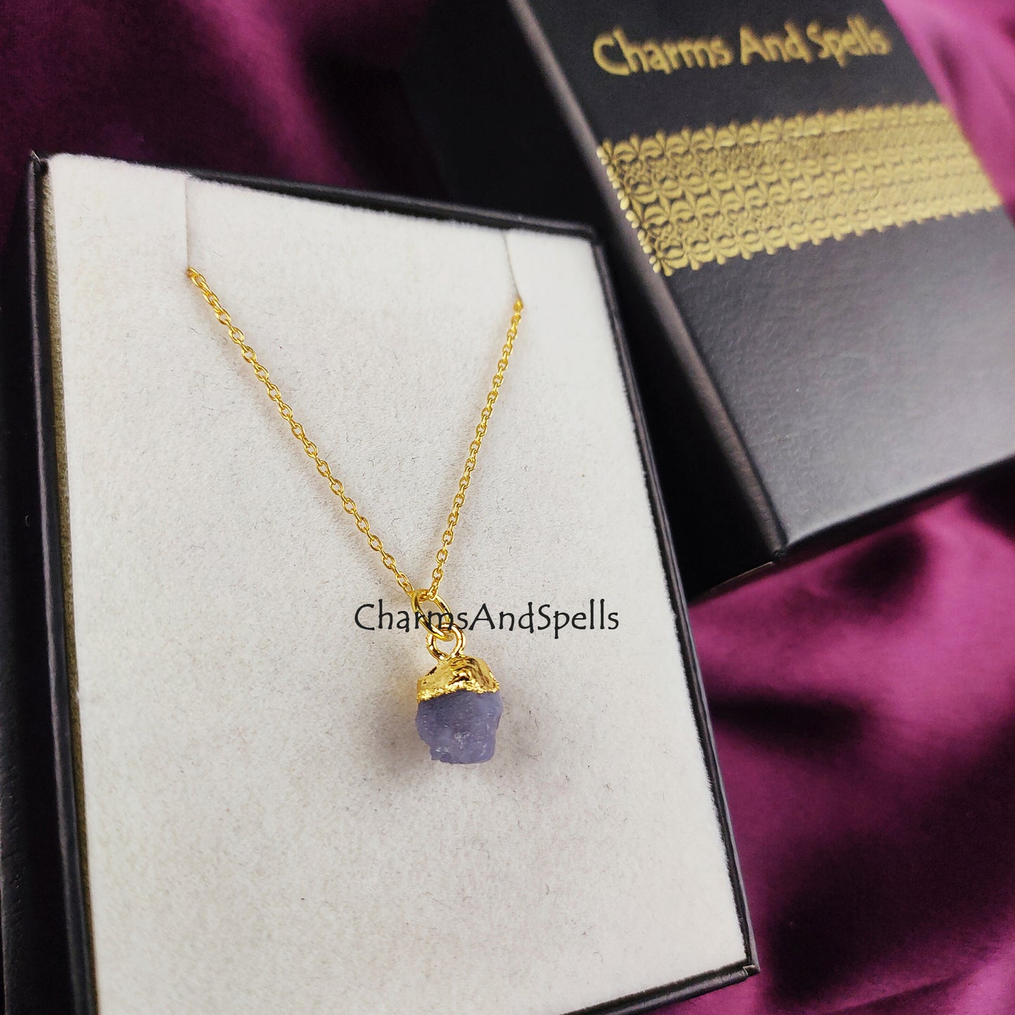 Natural Raw Tanzanite Necklace, December Birthstone Jewelry, Rough Tanzanite Necklace, Healing Crystal Necklace, Heart Chakra Necklace, Gift