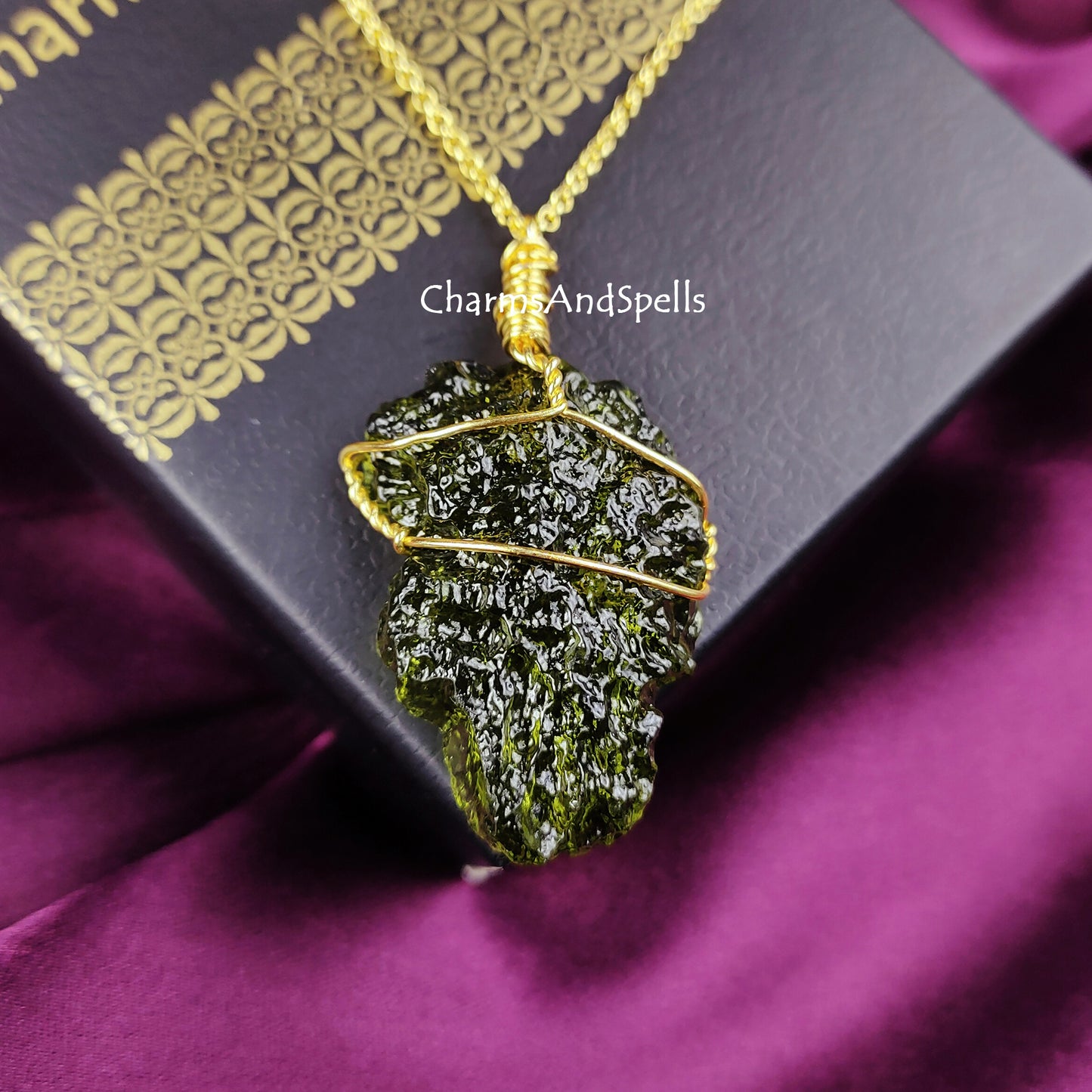 Moldavite Crystal Necklace, Moldavite Jewelry, Handmade Jewelry, Wire Wrapped Healing Crystal Necklace, Boho Jewelry, Gift For Woman, Gift