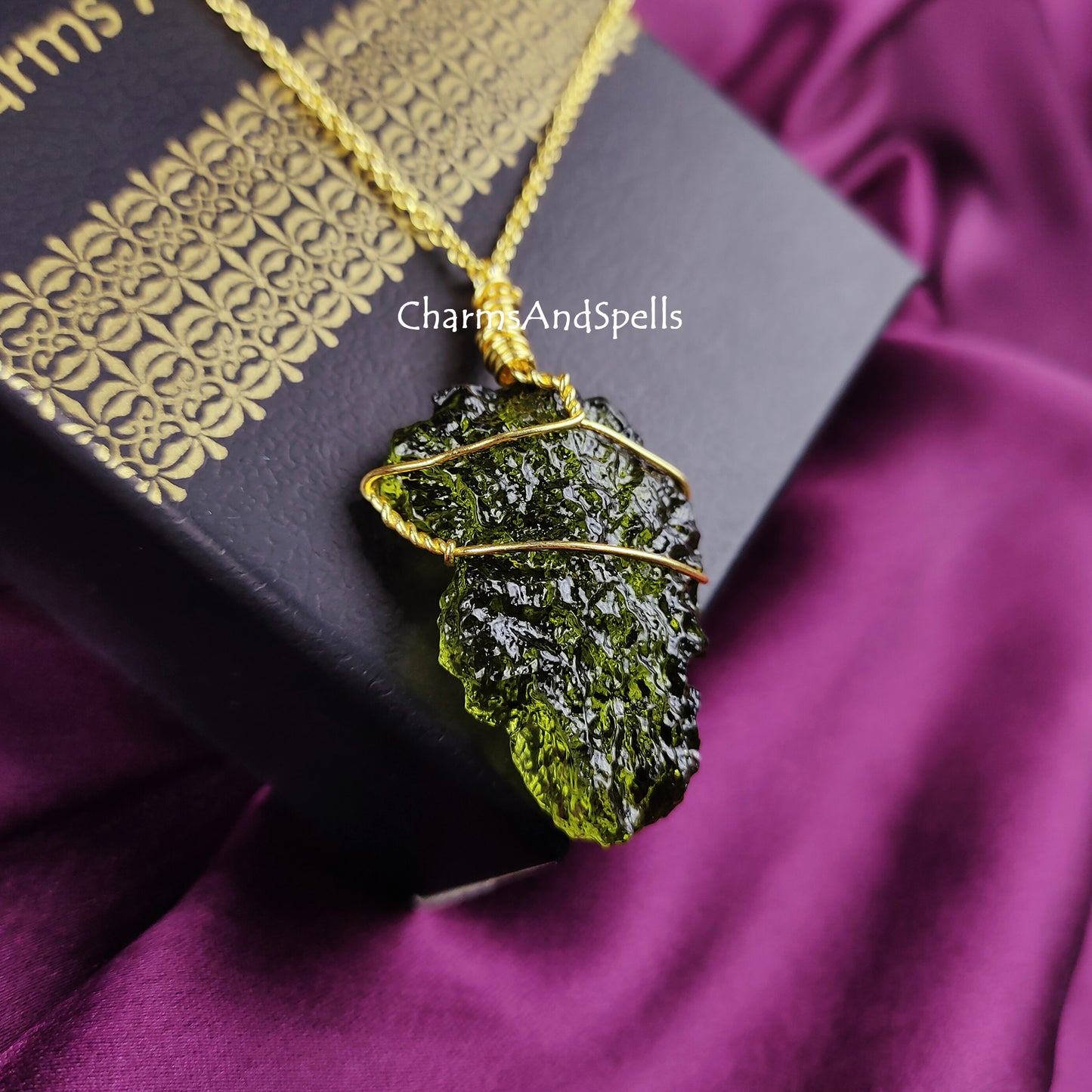 Moldavite Crystal Necklace, Moldavite Jewelry, Handmade Jewelry, Wire Wrapped Healing Crystal Necklace, Boho Jewelry, Gift For Woman, Gift