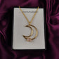 Genuine Rose Quartz Necklace | Crescent Moon Positive Energy