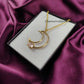Genuine Rose Quartz Necklace | Crescent Moon Positive Energy