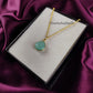 Aqua Chalcedony Necklace | Flower Carving Boho Gold Plated
