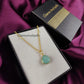 Aqua Chalcedony Necklace | Flower Carving Boho Gold Plated