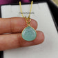Aqua Chalcedony Necklace | Flower Carving Boho Gold Plated