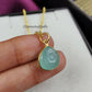 Aqua Chalcedony Necklace | Flower Carving Boho Gold Plated