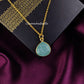 Aqua Chalcedony Necklace | Flower Carving Boho Gold Plated