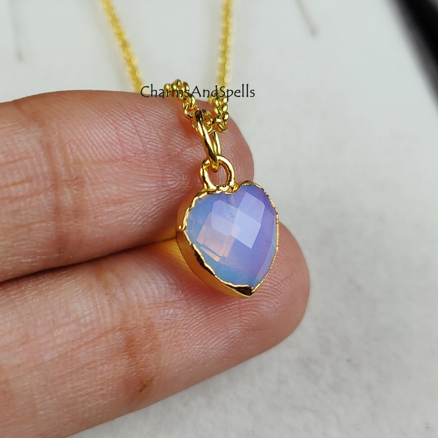 Natural Opal Necklace , Handmade Necklace, Fire OpalLite Jewelry, Heart Shape Necklace, Gemstone Jewelry, Gift For Her, Woman Jewelry