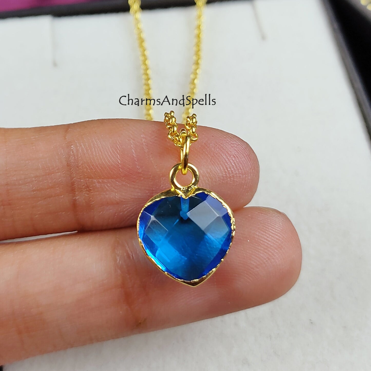 Blue Quartz Necklace, Boho Jewelry, Blue Gemstone Necklace, Heart Shape Jewelry, Gift For Her, Minimalist Jewelry, Mother Day Sale, Gift