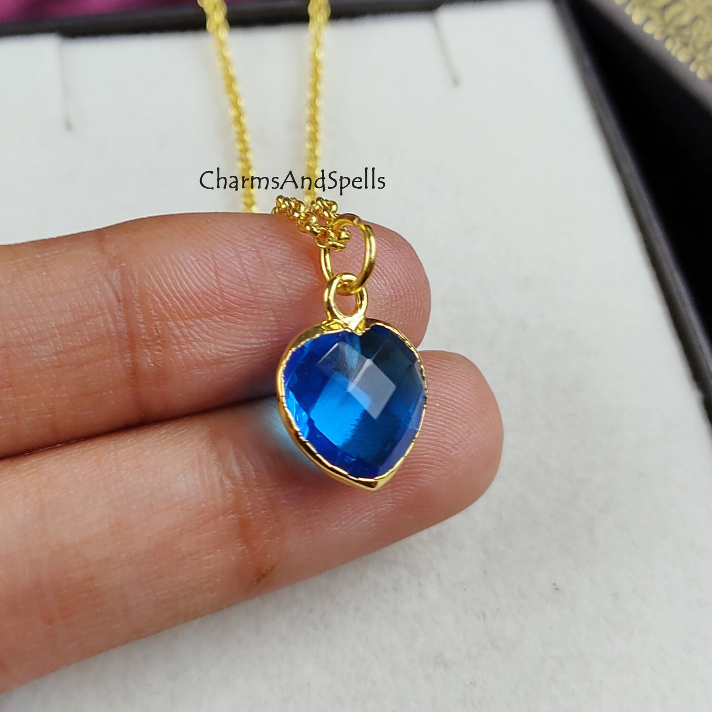 Blue Quartz Necklace, Boho Jewelry, Blue Gemstone Necklace, Heart Shape Jewelry, Gift For Her, Minimalist Jewelry, Mother Day Sale, Gift