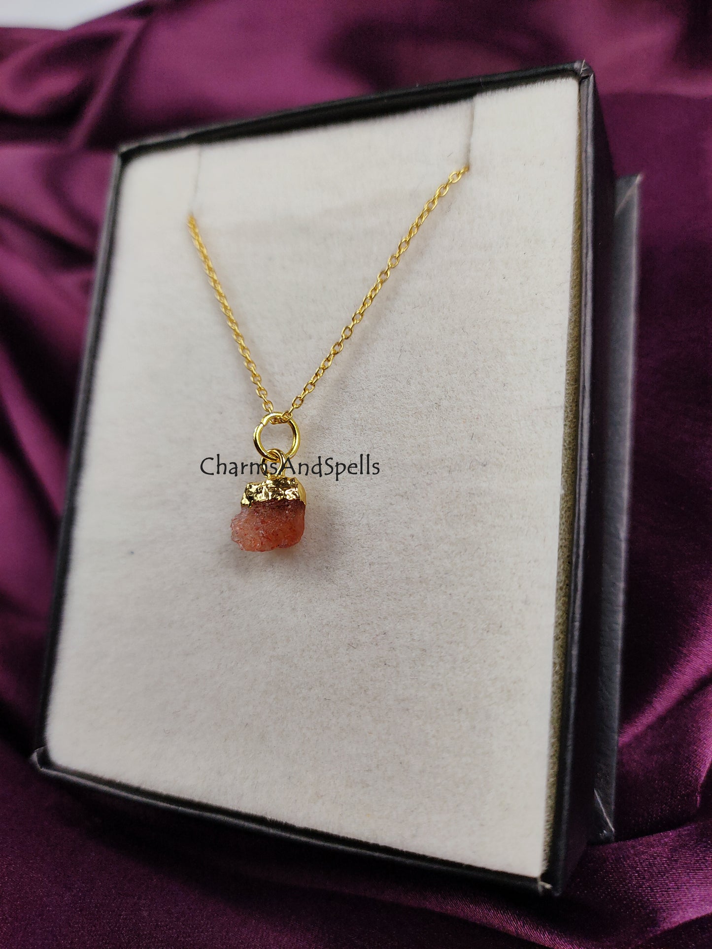 Natural Rough Sunstone Necklace, Gold Plated Necklace, Gemstone Necklace, Raw Sunstone Jewelry, Healing Necklace, Bohemian layering Necklace