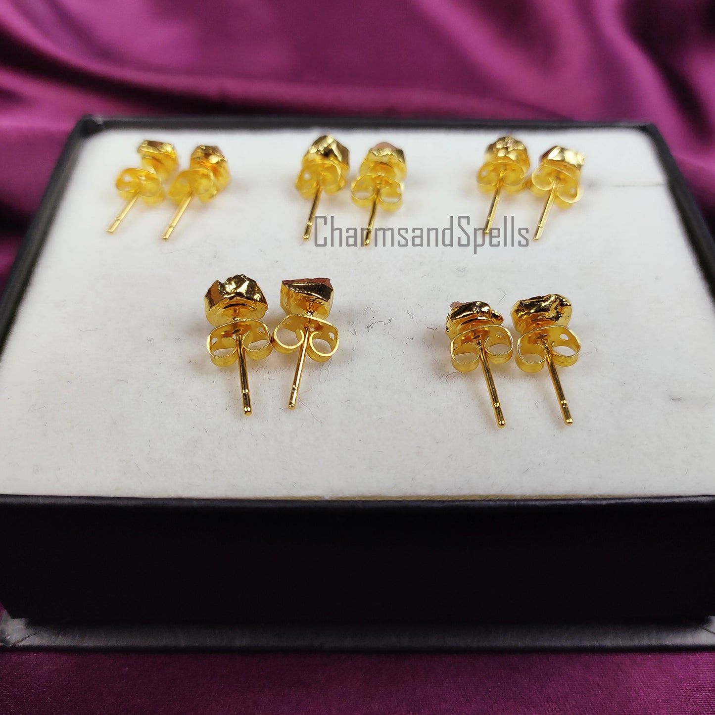Raw Sunstone Stud Earrings | Natural Crystal Earrings July Birthstone
