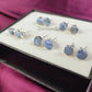 Raw Blue Opal Stud Earrings | Natural Crystal Earrings October Birthstone