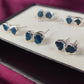 Raw Neon Apatite Stud Earrings | Tiny Silver Plated Blue Crystal Boho Jewelry