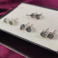 Raw Aquamarine Stud Earrings | Tiny Silver Plated Blue Crystal Jewelry for Women