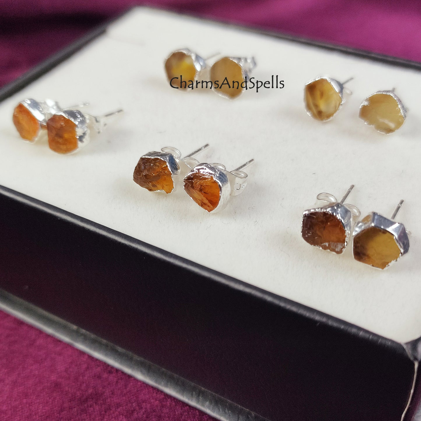 Raw Yellow Citrine Earrings, Citrine Stud Earrings, November Birthstone Earrings, Rough Crystal Earrings, Raw Stone Earrings, Citrine Studs