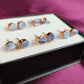 Raw Blue Opal Stud Earrings | Tiny Rose Gold Plated Boho Gemstone Jewelry