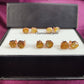 Raw Citrine Stud Earrings | Tiny Yellow Crystal Rose Gold Plated November Birthstone