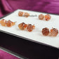 Raw Sunstone Stud Earrings | Tiny Orange Crystal Rose Gold Plated Boho Jewelry