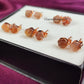 Raw Sunstone Stud Earrings | Tiny Orange Crystal Rose Gold Plated Boho Jewelry