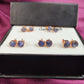 Raw Tanzanite Stud Earrings | Tiny Blue Crystal Rose Gold Plated December Birthstone