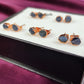 Raw Sapphire Stud Earrings | Tiny Blue Crystal Rose Gold Plated September Birthstone
