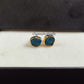 Raw Neon Apatite Stud Earrings | Tiny Blue Crystal Gold Plated Birthstone Jewelry